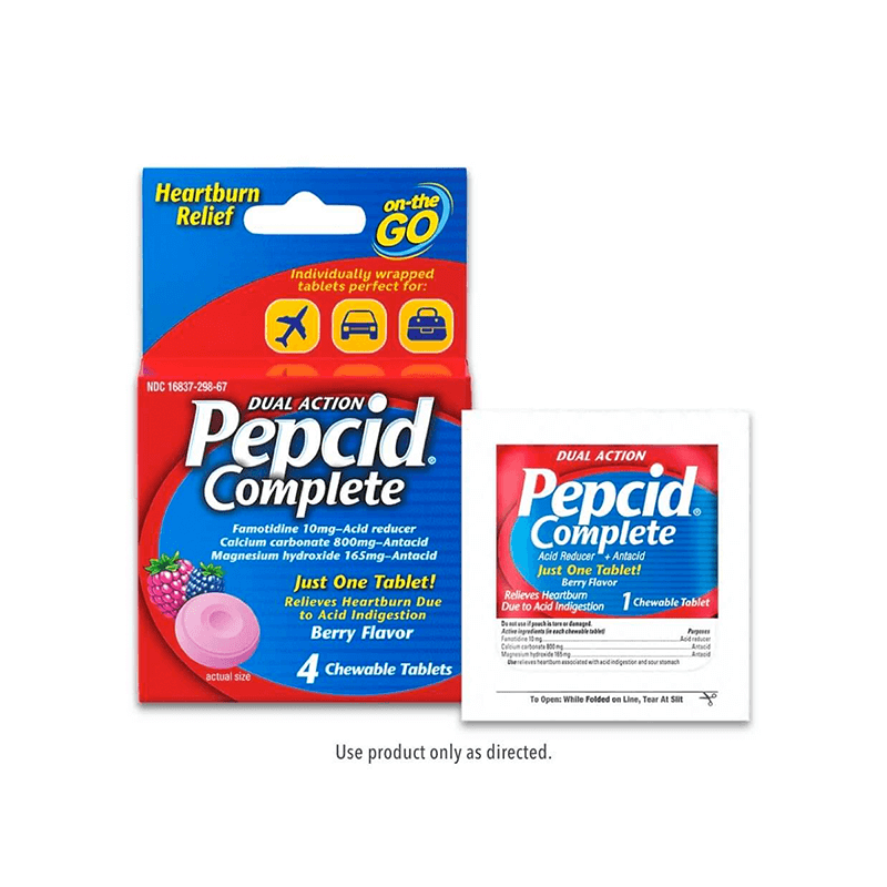 PEPCID COMPLETE® On-The-Go Heartburn Relief Chewable Tablets
